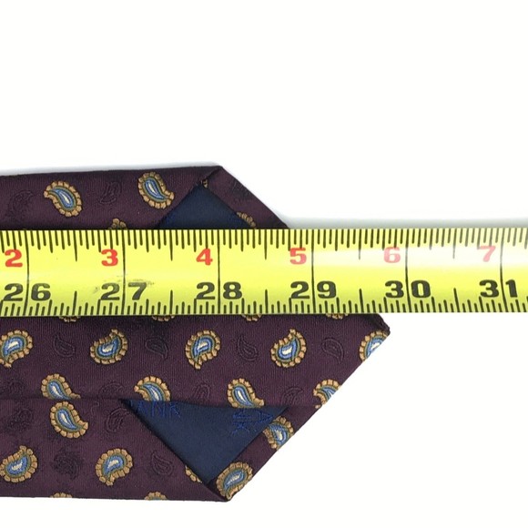 Jos A. Bank Men's Tie 100% Silk Handmade Purple Gold Paisley Elegant Necktie 60" - Picture 7 of 7